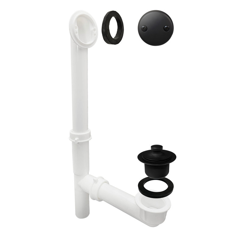 Ensemble de drain de baignoire 14 po en polypropylène blanc avec trop-plein à 2 trous, Bronze huilé