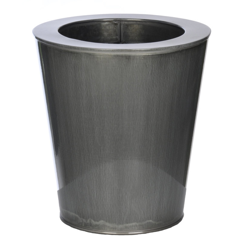 Petit vase de zinc rond, Argenté lustré