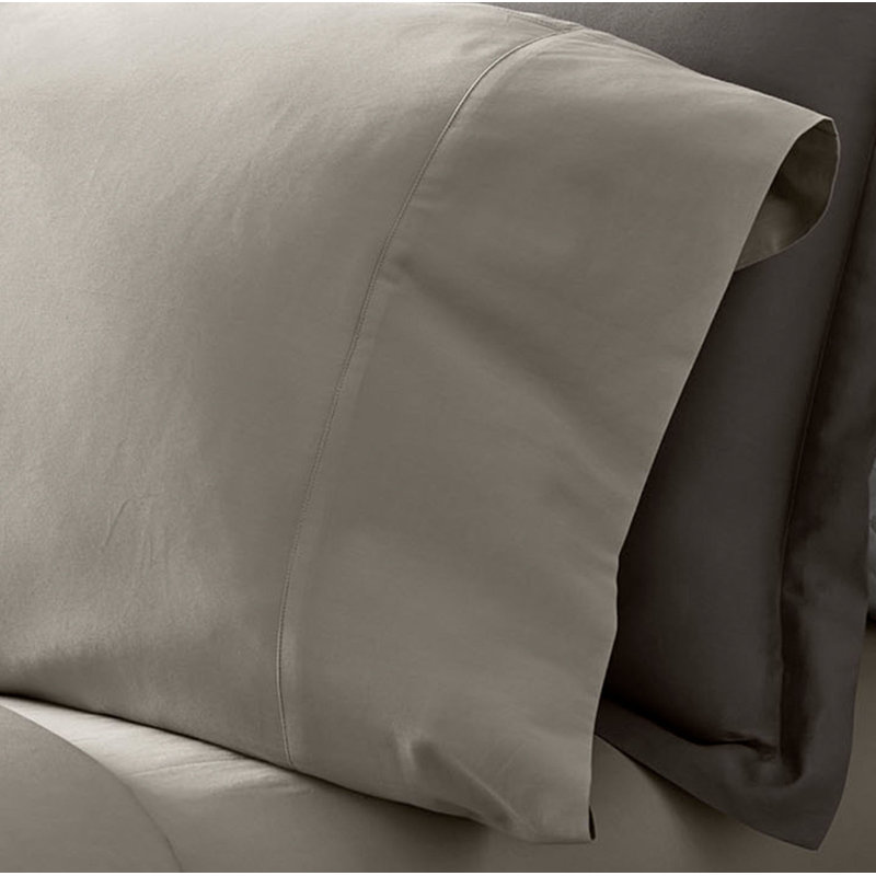 Percale Hemmed Pillowcase Set, Pewter, King Pillowcase