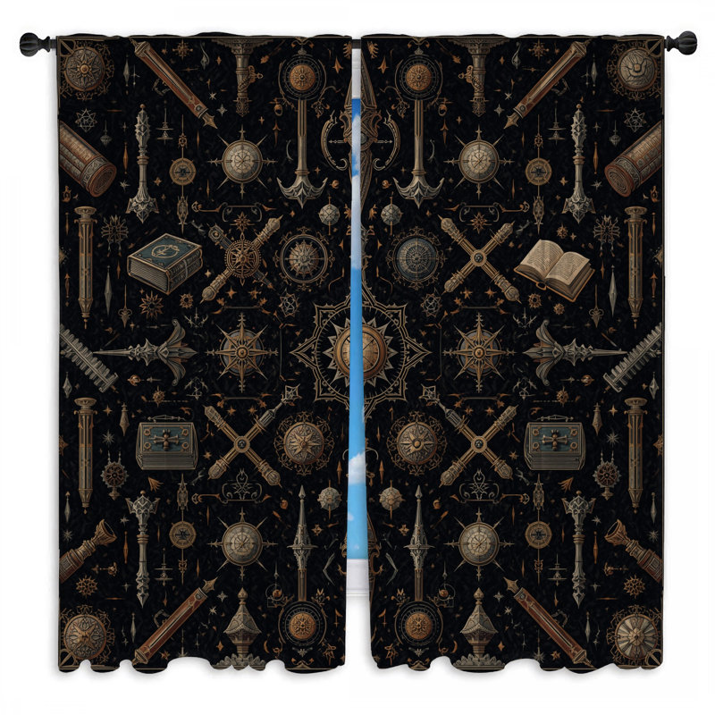 Rideaux de fenêtre Steampunk Compass Motifs, 40 po x 61 po - 2 panneaux, Transparent