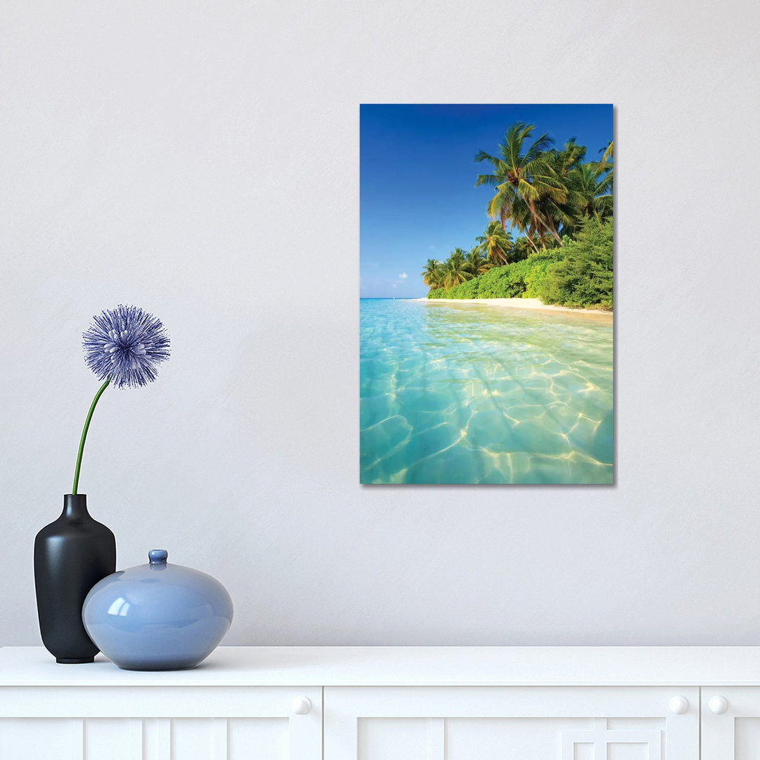 Tropical Beach In The Maldives - Wrapped Canvas Print