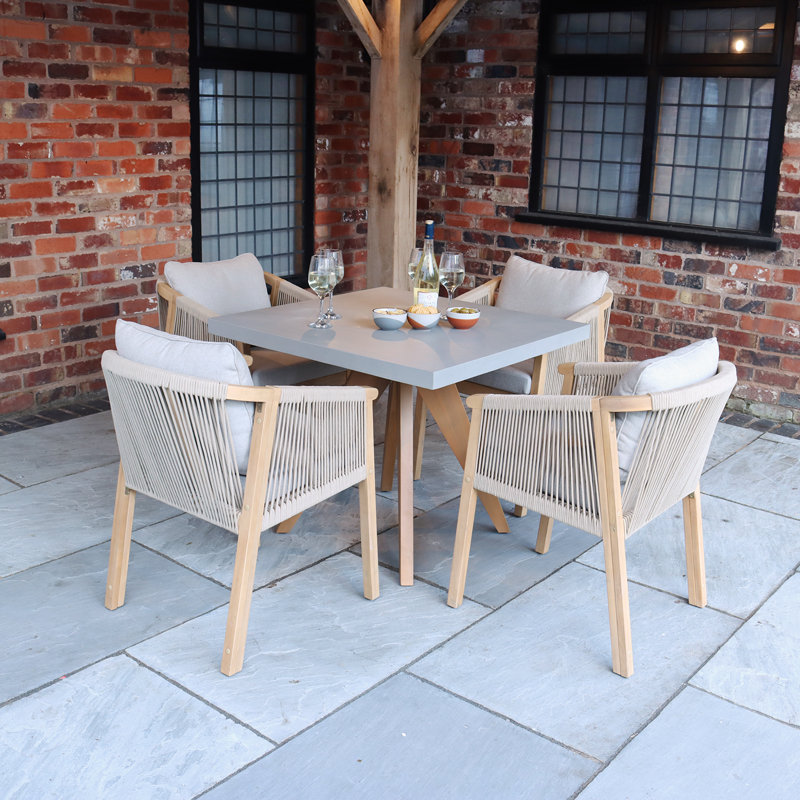 4 - Person Patio Dining Set with Square Table , Cushions Included