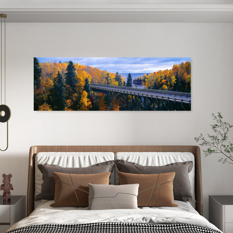 Baptism River into Lake Superior Tettegouche State Park Minnesota 1 Piece Wrapped Canvas Panoramic Wall Art