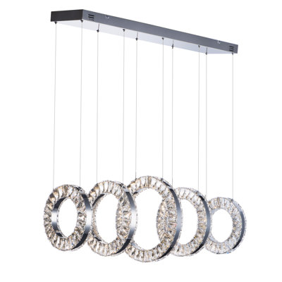 Pudsey 5 - Light Polished Chrome LED Kitchen Island Pendant