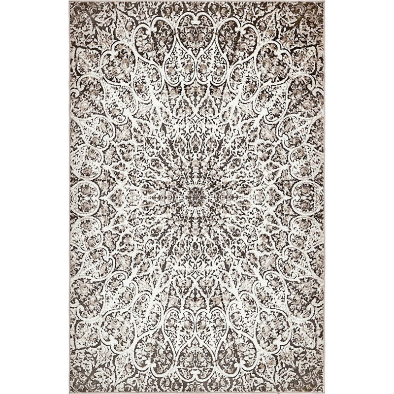 Tapis abstrait Affleck, Rectangle 3 pi 3 po x 5 pi 3 po, Brun
