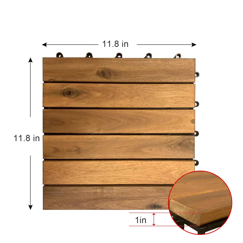 10 carreaux de plancher en bois d'acacia 10 pi