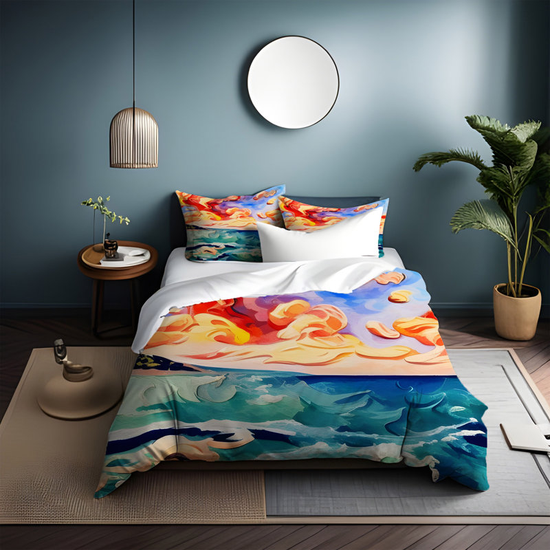 Polyester Abstract Duvet Cover, King Duvet Cover + 2 King Shams