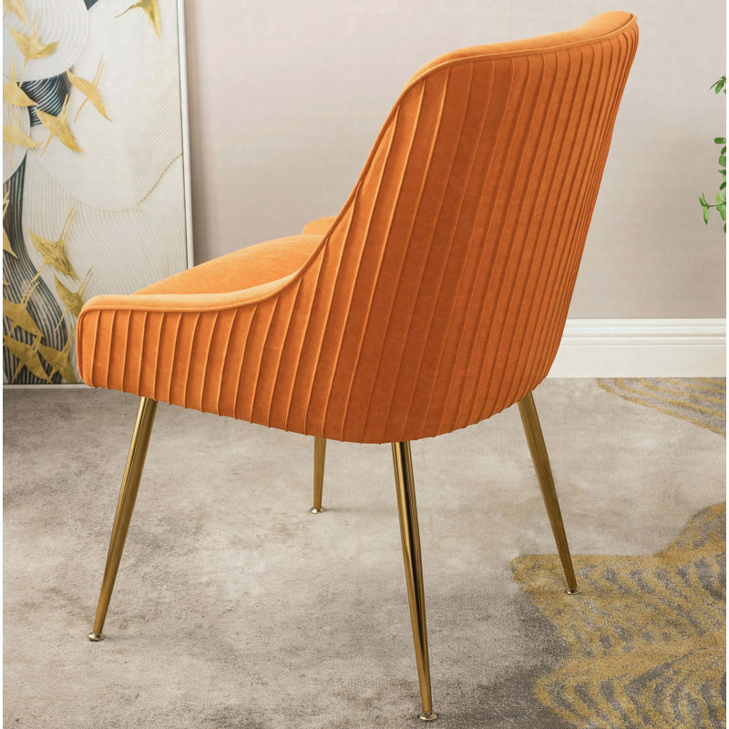 Chaise de salle à manger en velours, Orange