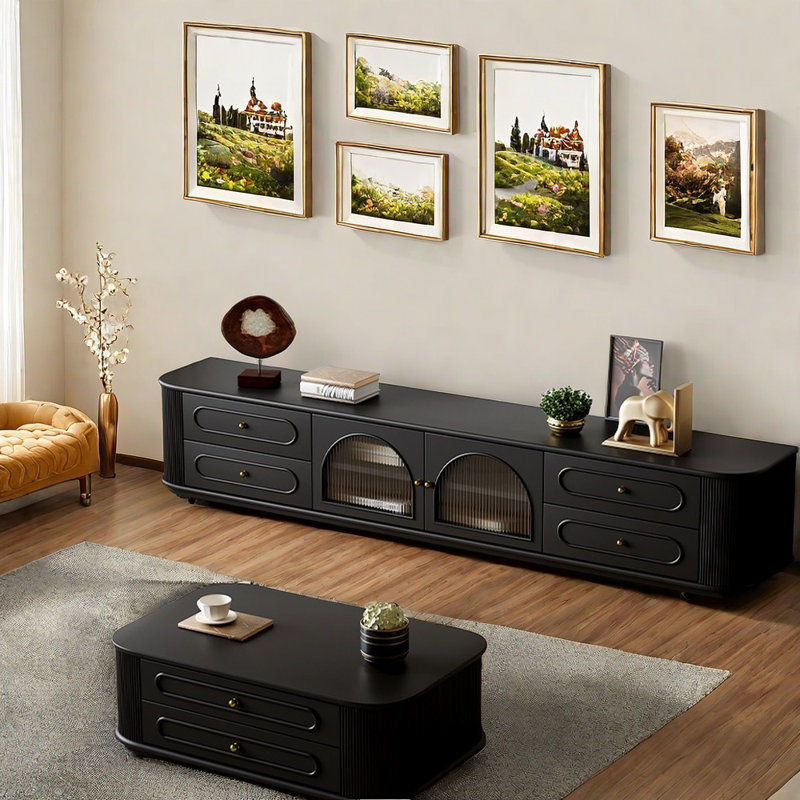 Meuble télé, table basse et bords arrondis