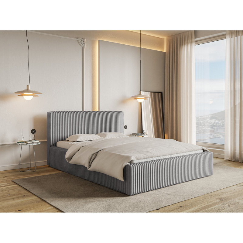 Angeleen Upholstered Ottoman Storage Bed, King (160 x 200 cm), Grey