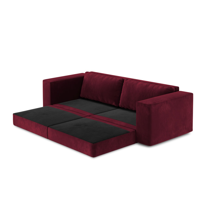 Donatella 4 Seater Velvet Sofa Bed, Red