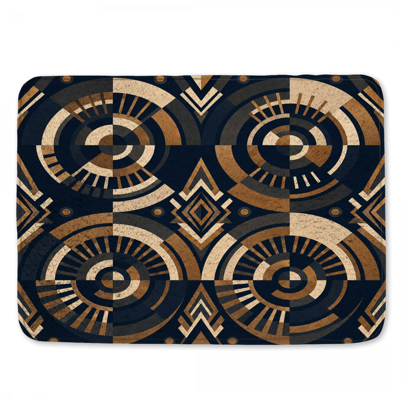 Circular Geometric Pattern Bath Mat, 34in W x 21in L
