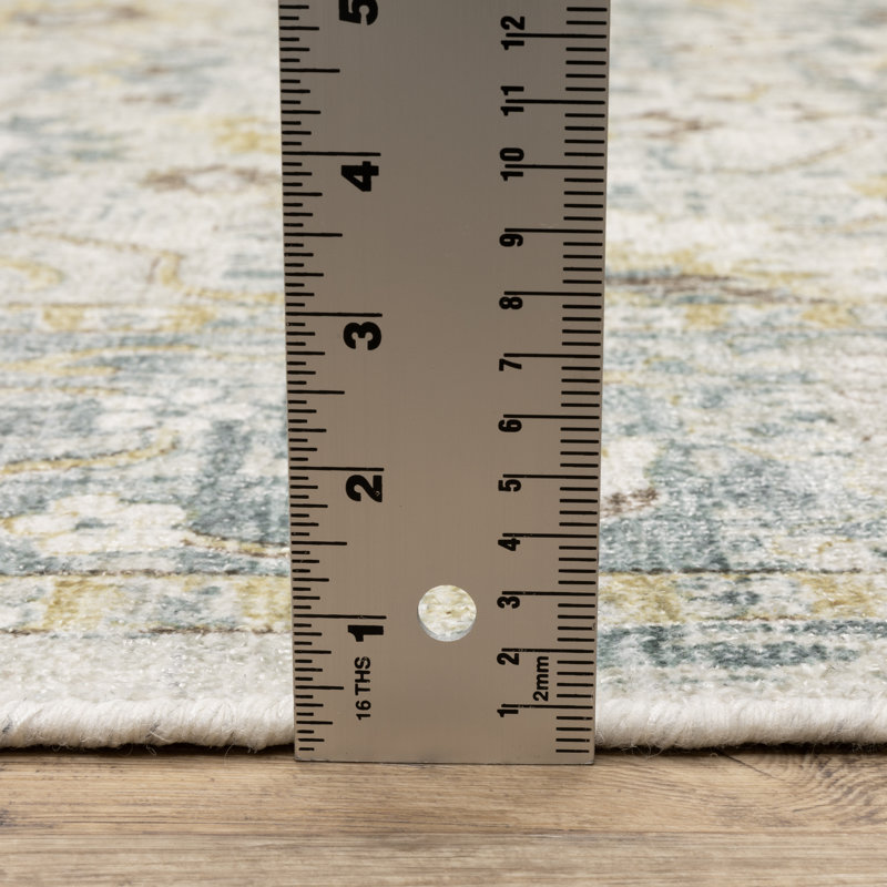 Eiligio Hand-made Wool Oriental Ivory/ Blue Area Rug, Rectangle 6' x 9'