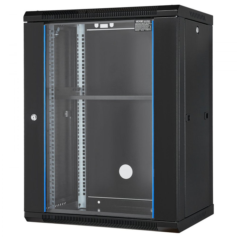 15U Wall Mount Network Server Rack Cabinet Enclosure 18'' Glass Door Lock