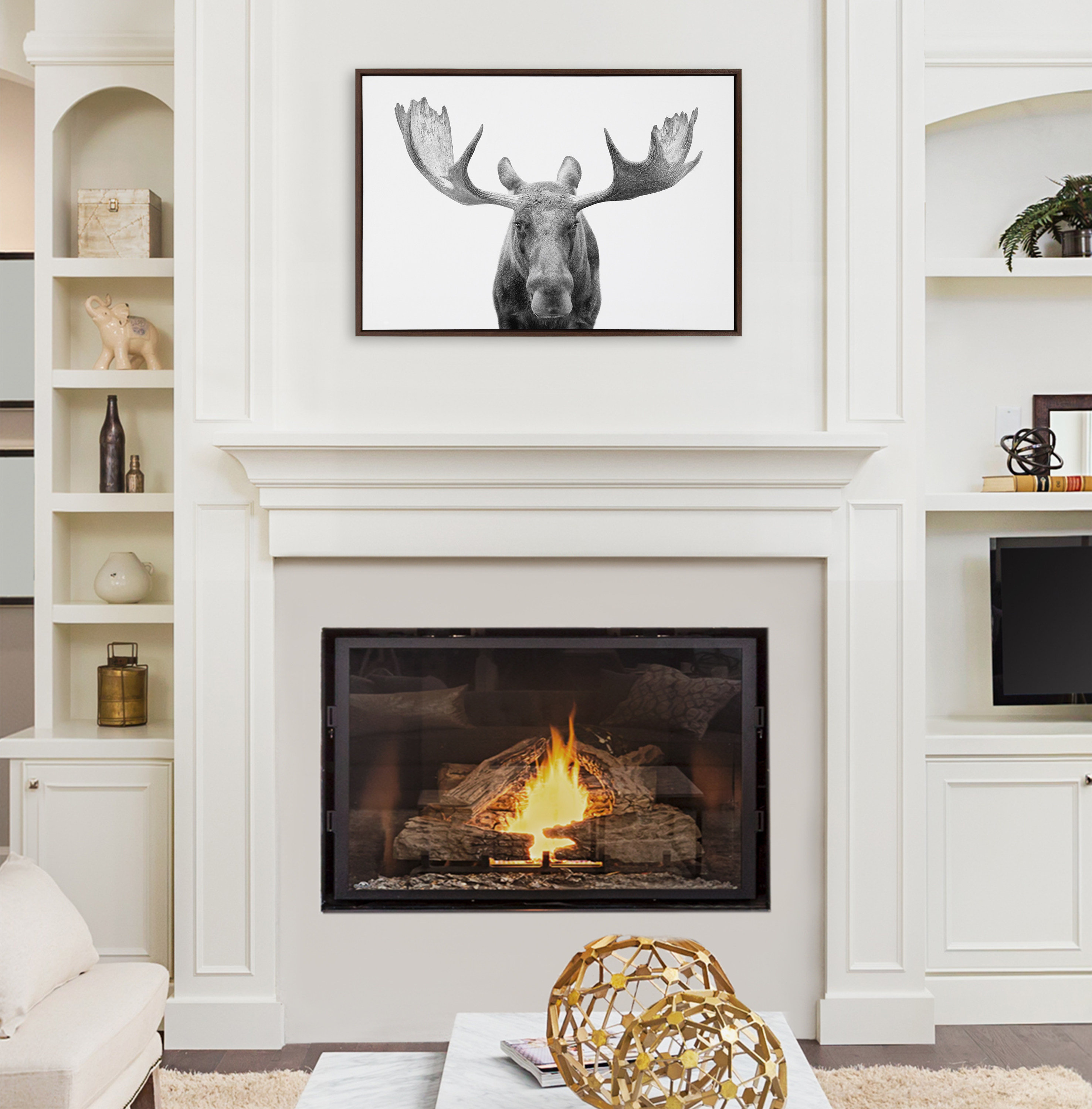 Lark Manor™ Moose Black and White by Amy Peterson Framed Canvas Wall ...