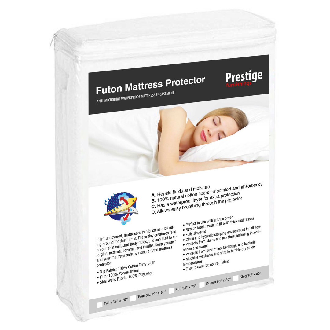 Futon Mattress Protector - Zippered Style - Cotton Terry Bed Encasement Prestige Furnishings 