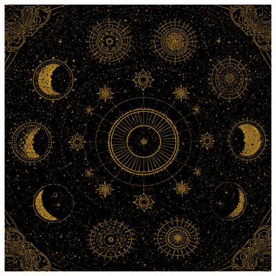 Celestial Moon Phases Quilted Bedspread All Sizes