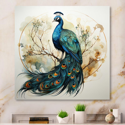 " Blue Ink Wash Peacock IV "