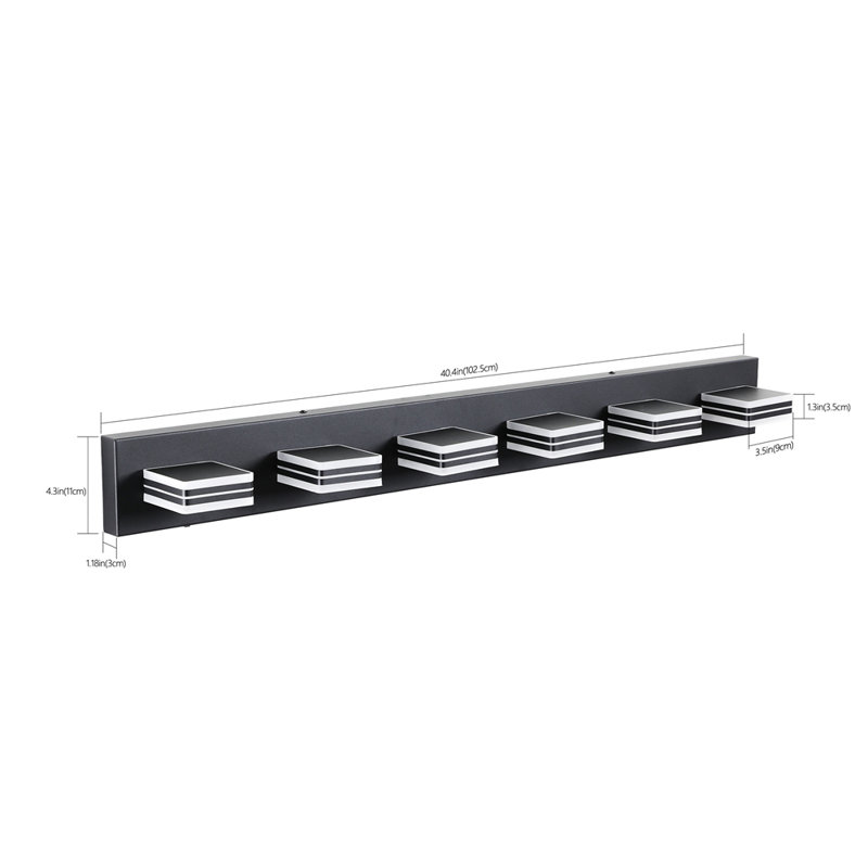 Luminaire de salle de bain moderne 40 po à 6 lumières DEL 40 po - Luminaire de salle de bain élégant, en fer et acrylique, à intensité variable et écoénergétique, idéal pour l'éclairage en miroir