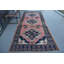 Tapis de couloir vintage rétro avec motif floral rose et bleu marine pour décoration bohémienne