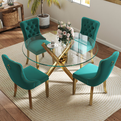 5-Piece Round Glass Dining Table Set