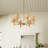 Modern 6-Light Adjustable Chandelier with Fabric Rattan Shades, Brown Metal Frame, Dimmable, ETL Listed, E12 Base