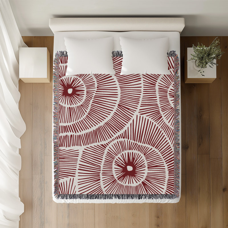 Jeté en coton Ray, 50 x 60, Rouge