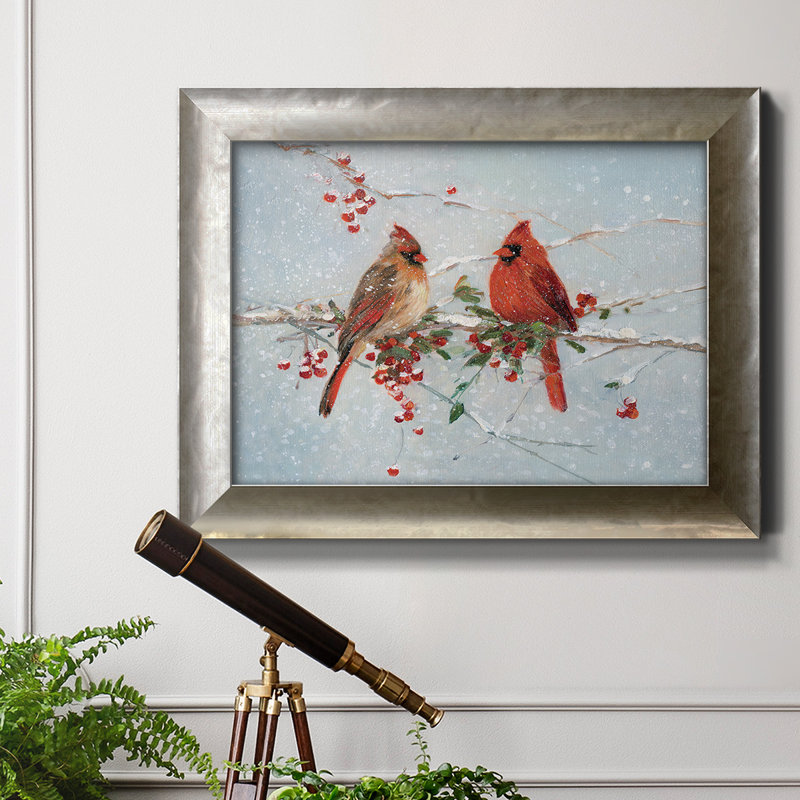 Cardinals in Winter - reproduction d'art sur toile, H 24 po x l 36 po x P 2,5 po