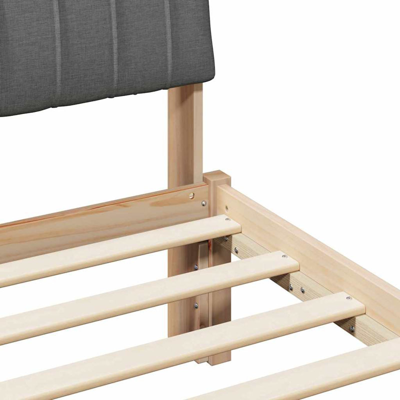 Solid Wood Bed Frame, 120 x 200cm, Brown/Dark Grey