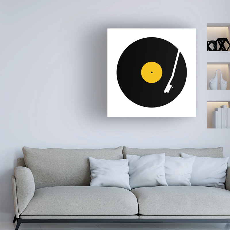 Carré de divertissement abstrait en vinyle jaune, H 14 po x l 14 po x P 2 po