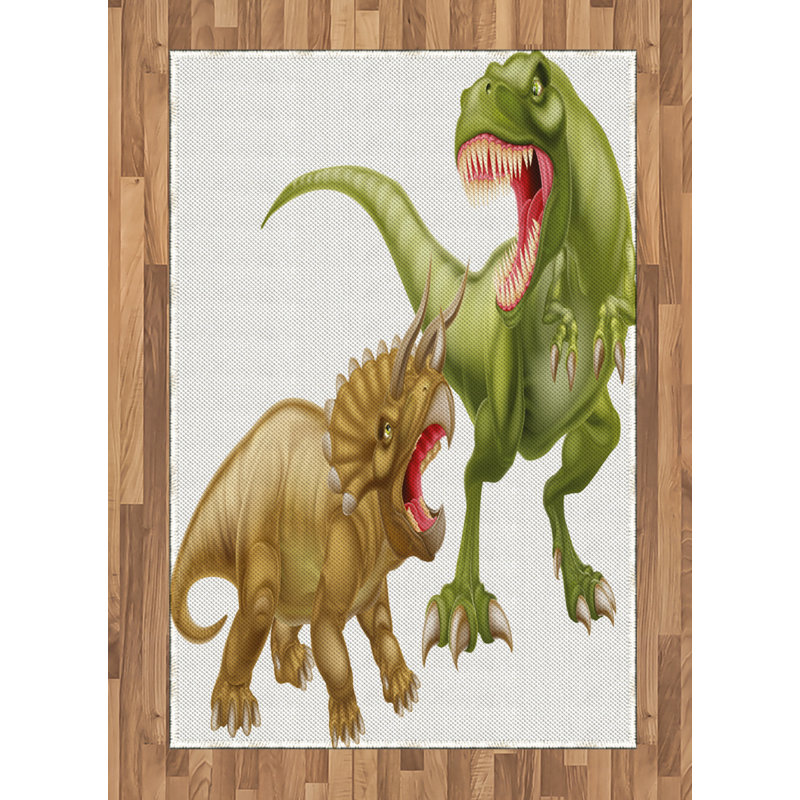 Tapis décoratif en fibre de polyester à haute densité Dinosaur, Rectangle— 4 pi x 5 pi 8 po