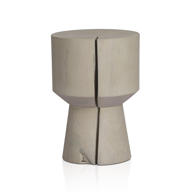 Jovie Outdoor Round Teak Side Table, Ivory Teak