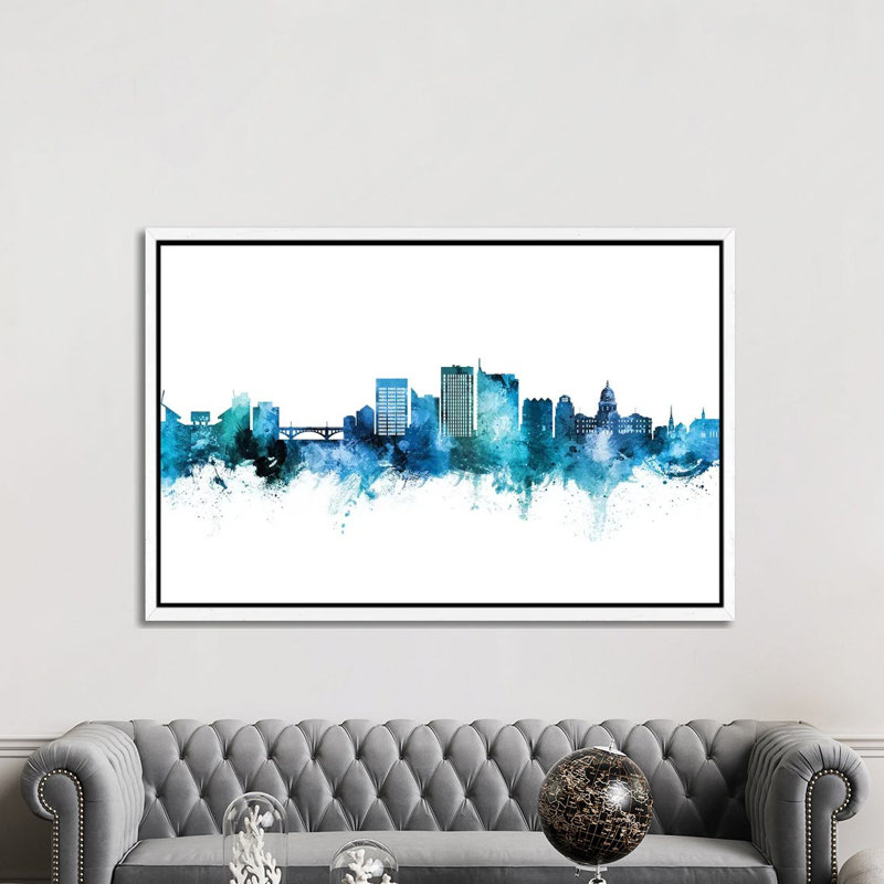 Boise Idaho Skyline by Michael Tompsett - 1 Piece Wall Art on Canvas, 101.6cm H x 152.4cm W x 3.81cm D, White Floater Framed