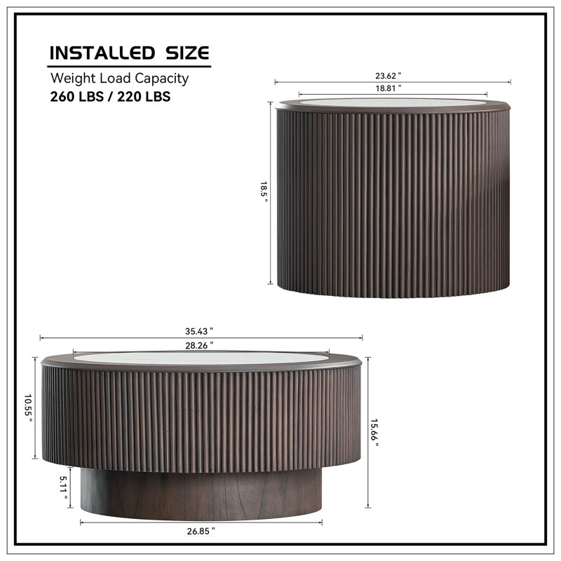 Coffee For Livingroom, 15.94" H x 35.43" L x 35.43" W