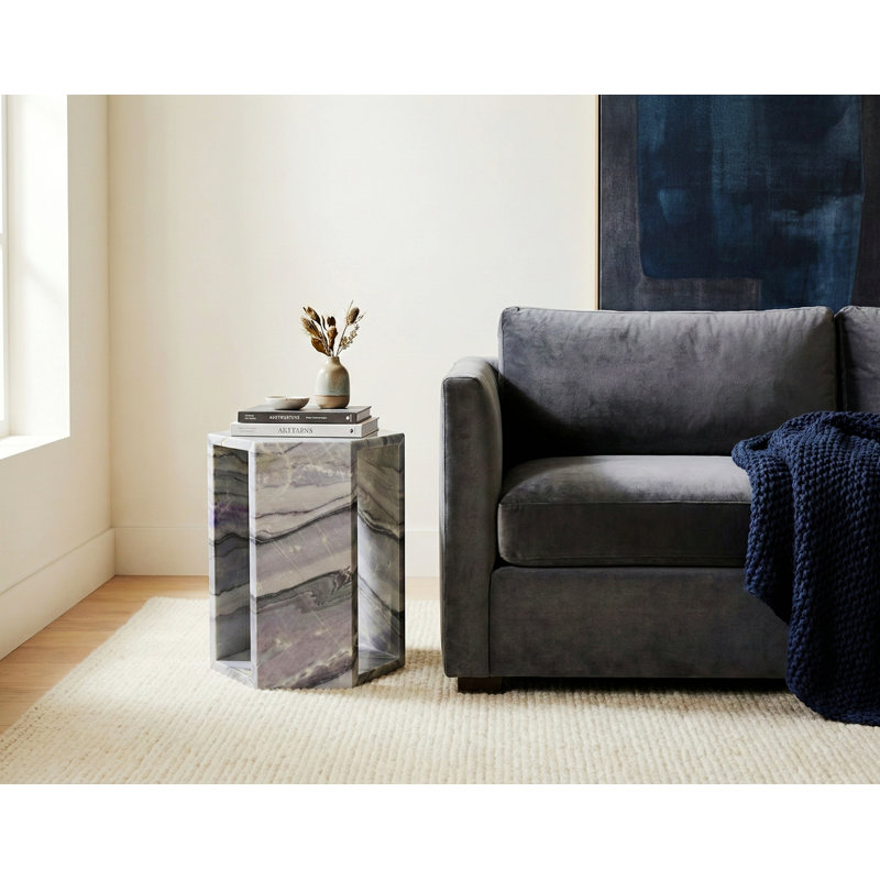 Side Table, Hexagonal End Table For Living Room