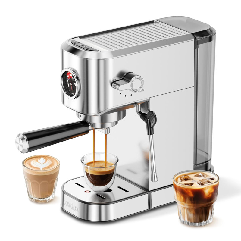 20Bar Espresso Machine, Compact Espresso Maker With Milk Frother, Stainless Steel Coffee Machine For Cappuccino&Latte, 42Oz Water Tank