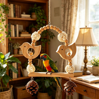 w ood standing f rame Toy Wooden Bird Gnawing Bird Supplies Pet Stand