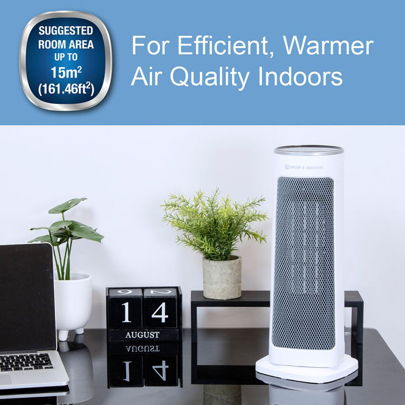 Spear & Jackson 2000W 53 BTU Electric Tower Space Heater with Adjustable Thermostat