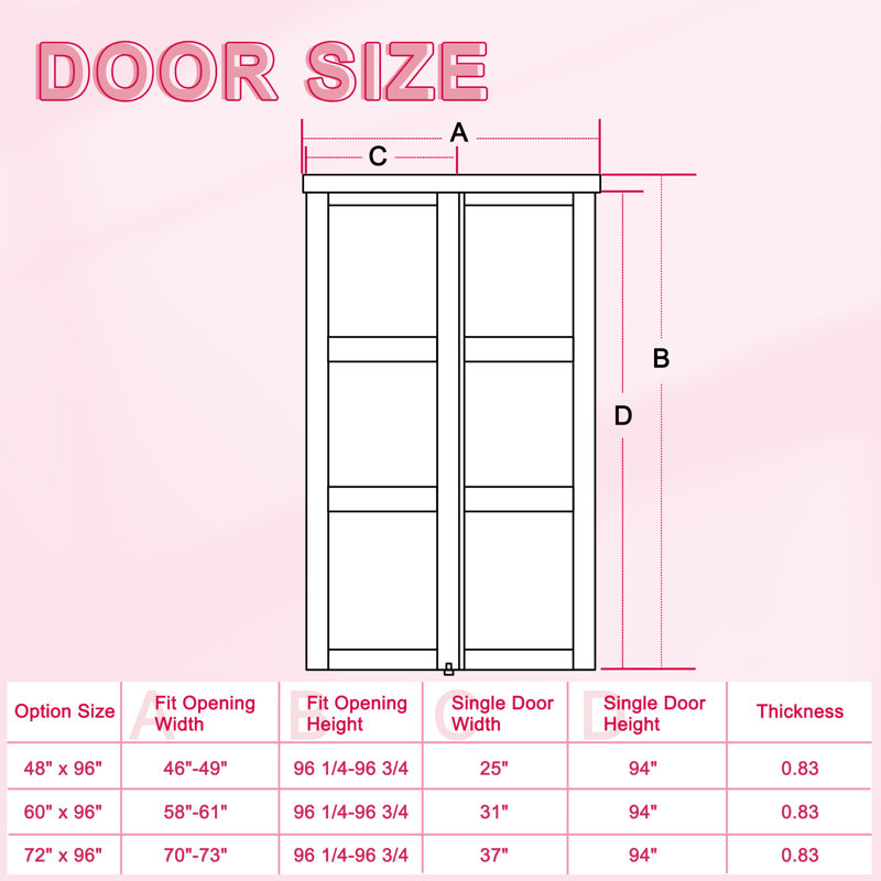 80" H White 3-Lite Panelled MDF Sliding Closet Door, Complete Hardware & Handles for Bedroom, Pantry & Room Divider
