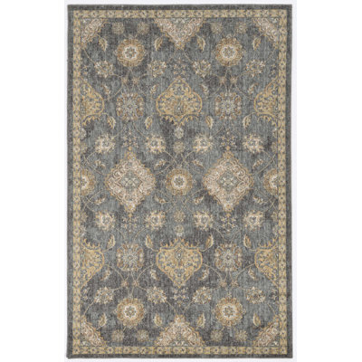 Bodily Gray Wool Medallion Area Rug