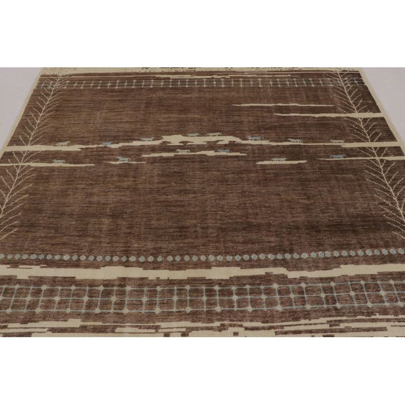 Moroccan Hand Knotted Wool Geometric Area Rug, Rectangle 8' x 10'