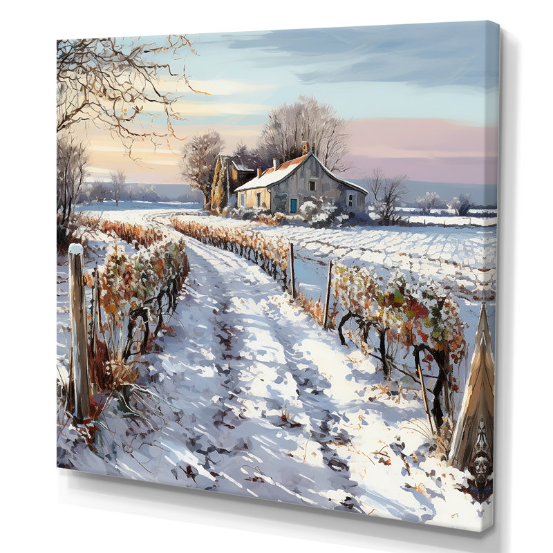 «Vineyard Winter Scenery» sur toile, H 24 po x l 24 po x P 1 po, Toile tendue