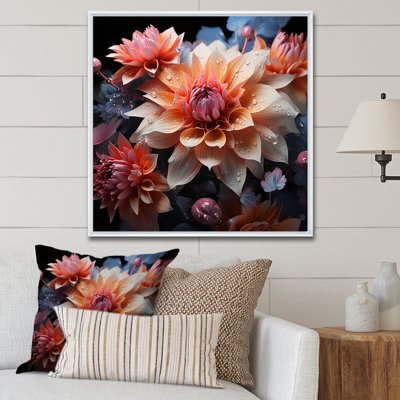 Impression sur toile mauve et orange Zinnias efflorescence
