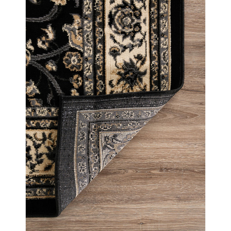 Tapis bourgogne Bhatari, Black, Carré 10pi