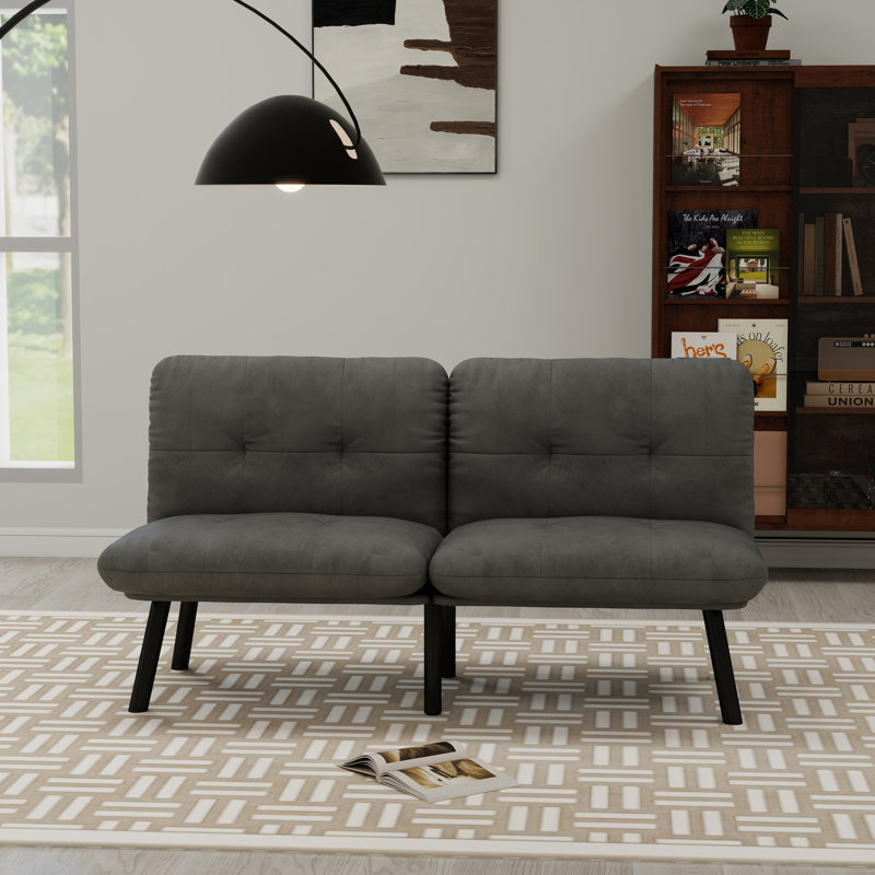 Canapé-lit de futon réglable avec tissu en velours et design convertible, Velours gris velours