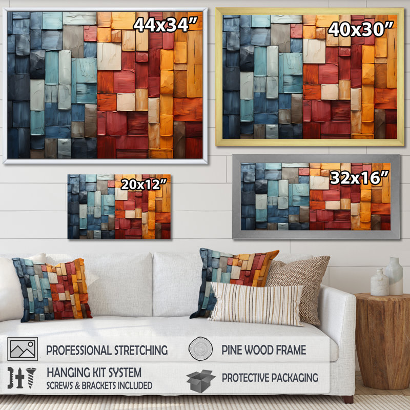 «Gazdecki Forest Red Wood Collage I», art mural forêt, Cadre flottant noir, H 30 po x l 40 po x P 1,5 po