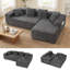 Modern Oversized Corner Sofa L-Shaped Corduroy Sofa With Storage Pockets -831990044-831990019