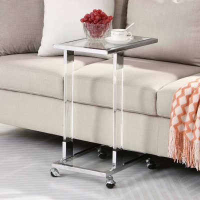 Table d'appoint en verre chromé