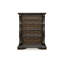 Commode haute 5 tiroirs May, avec boutons dorés antiques, brun foncé May