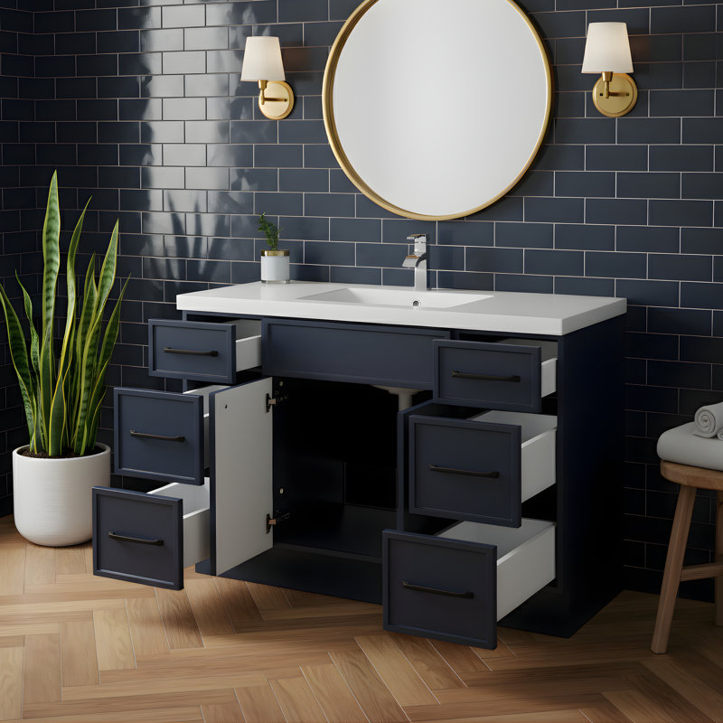 Ensemble de meuble-lavabo simple 48 po Manhattan, Bleu, Noir, 48"